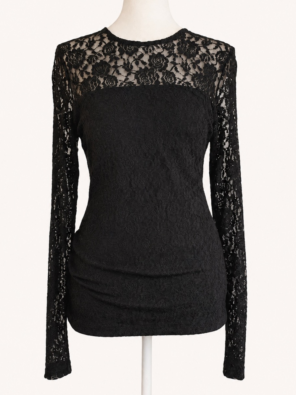 Lauren Ralph Lauren Black Floral Lace Top - Size Small